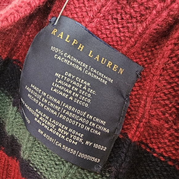***Ralph Lauren Cricket Cable Cashmere 60" x 60" Throw Blanket - Picture 8 of 11